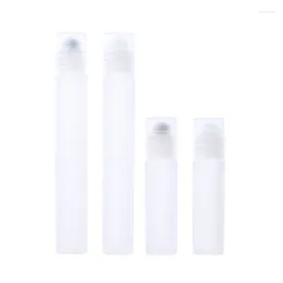 Storage Bottles 5/8/10ml Frosted Clear Roll On Bottle Perfume Essential Oil Roller Ball Container Plastic Empty Refillable