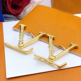 Luxury designer brand L small screw brass material 18k gold rose silver glossy earrings womens letter logo carved earrings girl wedding Jewellery wholesale Earring