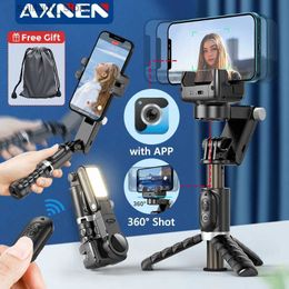 Stabilisers AXNEN Q18 Gimbal Stabiliser Desktop Follow-up Mode Smartphone Selfie Stick with Fill Light for iPhone Cellphones Q240319