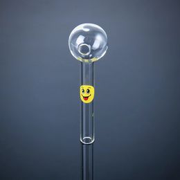 4 Inch Oil Bunner Pipe Smile Logo Mini Dab Strews Straight Type Glass Smoking pipes Hand Pyrex Rigs Clear Test Tube For Water Bong Accessaries SW15