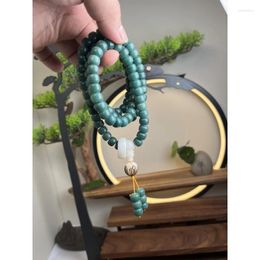 Strand Original Yin Leather Green Bodhi Root 108 Pcs Buddha Beaded Necklace Flexible Ring Bracelet