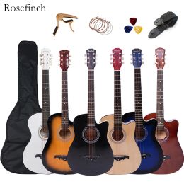 Pegs 41/38 Inch Acoustic Guitar for Travel Beginners Adults Kit with Capo Picks Bag 6 Steel Strings Guitarra for Teens Agt16