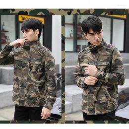 Hunting Jackets Military Camouflage Jacket Men Multi-pockets Work Wear-resistant Tactical Coats Stand Collar Army Overalls Casual Outwear