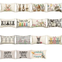 Happy Easter Pillow cover rabbit decoration Sofa backrest car seat backrest waist backrest cover linen material P302