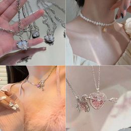 Splicing Pearl Japanese Korean Design Collarbone Chains Necklace