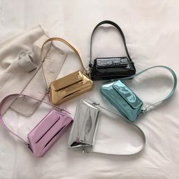 Evening Bags Sliver Female Underarm Shoulder Bag Brand Design Simple Hasp Clutch Handbag Soft Pu Small Women Hobo Phone Purse 2024