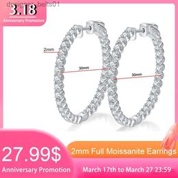 Stud Serenity Day Newest D Colour 2mm Full Moissanite Hoop Earrings S925 Sterling Silver Stud Ear Plate Pt950 Jewellery For Women GiftC24319