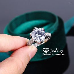 Wedding Rings Big Carat Diamant For Women Sterling Silver Color White Zirconia Fashion Jewelry Engagement Accessories 3358