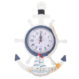 Wall Clocks Decor Decoration Clock Number Ship Wheel Kids Room Nursery Mediterranean Style Nautical Themed