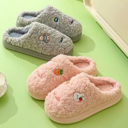 Slippers Lovers Warm Cotton Winter Home Wear-Resistant Non-Slip Indoor Slides Couple Women Soft Shoes Men