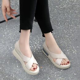 Sandals Muffin Bag Heel Women 2024 Summer High-heeled Fashion Outer Wear Wedge-heeled Thick-soled Comfortable Women's Shoes