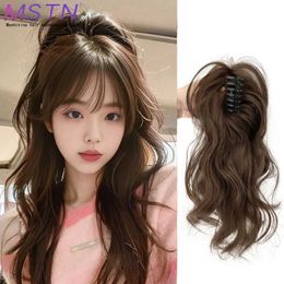 Synthetic Wigs MSTN Synthetic Ponytail Claw Clip Ponytail Short Curly Ponytail Natural Wig Ponytail Ladies Ponytail Black Hair Clip 240328 240327