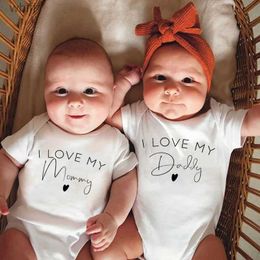 Rompers I Love My Daddy/Auntie/Mommy/Uncle Newborn Baby Bodysuits Infant Cotton Short Sleeve Jumpsuit Baby Boys Girls Rompers ClothesC24319