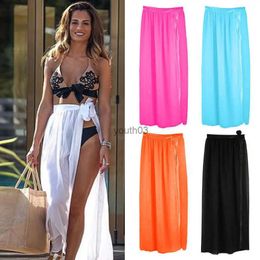 Skirts Skorts Womens Swim Wear Bikini Cover Up Sheer Beach Mini Wrap Skirt Sarong Pareo Shorts White Black Red Blue 240319