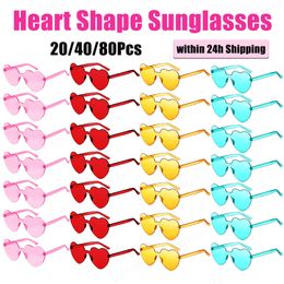 20/40/80pcs Wedding Heart Shape Rimless Fashion Candy Colorful Fun Sunglasses Party Favor Gift for Guest