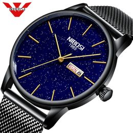 NIBOSI Mens Watches Male Fashion Top Brand Luxury Steel Blue Quartz Watch Men Casual Sport Waterproof Watch Relogio Masculino267M