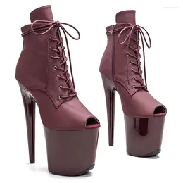 Dance Shoes 20CM/8inches PU Upper Modern Sexy Nightclub Pole High Heel Platform Women's Ankle Boots 401