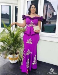2019 Aso Ebi mermaid Evening Dresses Nigeria with 3D Lace Appliques off the shoulder Saudi ruched Stunning plus size Celebrity pro4496068