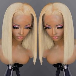 Synthetic Wigs Synthetic Wigs 613 Honey Blonde Colour Straight Bob Wig Short Bob Wig 13x6 Lace Front Human Hair Wigs 13x4 Full Lace Frontal Wigs 240328 240327