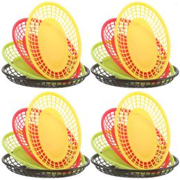 Dinnerware Sets 12 Pcs French Fries Hamburger Basket Plastic Serving Tray Fruit Storage Veggie Household Fast-