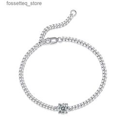 Charm Bracelets 925 Sterling Silver 1 Ct D Colour Moissanite Women Engagement Anniversary Cute Romantic Gift L240319