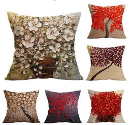 Pillow Flower Plant 3D Pillows Tree Cotton Linen Pillowcase Sofa Couch Covers Shop Coffee Home Decor Square