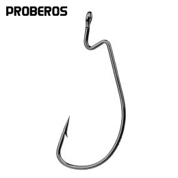 Fishhooks PROBEROS Fishing Hook 1/05/0# Hook Black Color Jig Big Hook SoftBait Fishhook Simple opp bag package