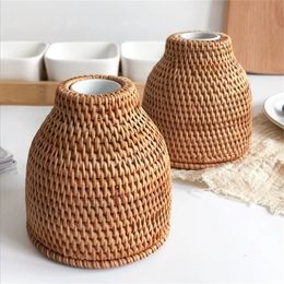 Nordic Style Rattan Vase Japanesestyle Porcelain Flower Vases Tabletop Plants Pot Terrarium for Living Room Home Decor 240318
