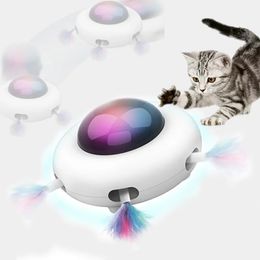 Automatic Feather Teaser Cat Toys Interactive Activity Electric Crazy Toys For Kittens Cat Intelligent USB Rechargeable LED 240315