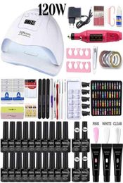 NXY Nails Manicure Set LED Dryer Electric Drill 20 10 Colours UV Gel with Building Polish Kit Art Tools270m5077389