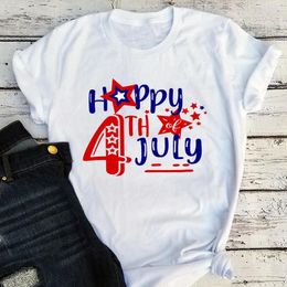 Women's T Shirts 4th Of July Shirt Happy 2024 Freedom Patriotic Independence Day Family Graphic