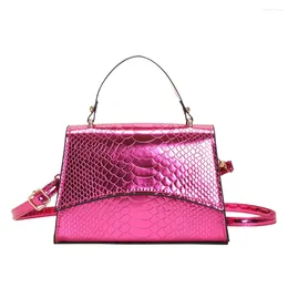 Shoulder Bags Women Messenger Bag Shiny PU Laser Crocodile Satchel Solid Color Flap Temperament Versatile For Leisure Travel Work