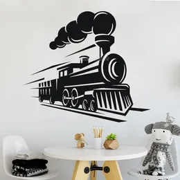 Wall Stickers Engine Train Decal Kids Bedroom Vintage Machine Living Room Home Decor Nursery Art Mural LL2764