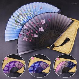 Decorative Figurines Bamboo Antique Folding Fan Chinese Style Silk Summer Wedding Party Dance Craft Gift Portable Hand Fans Home Decoration