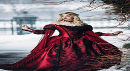 Gothic burgundy and Black Wedding Dress with Long Sleeve Lace Appliques Victorian Sleeping Beauty Princess Medieval Winter Bridal 4018776