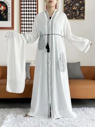 Open Abaya Dubai Kaftan Muslim Cardigan Abayas Dresses for Women Casual Kimono Robe Femme Caftan Turkish Islamic Clothes 240313