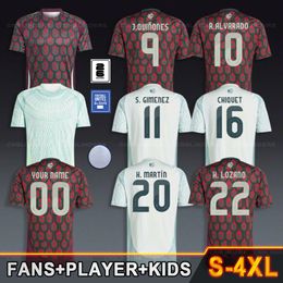 Mexico 2024 Copa America GIMENEZ Soccer Jersey 24 25 CHICHARITO LOZANO CHIQUETE ALVARADO JULIAN QUINONES Football Shirt HENRY MARTIN RAUL Men Uniform Kids Kit