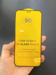 500pcs Yellow 9D full Cover Tempered Glass Screen Protector For iPhone SE2020 15 14 14max 15pro 15promax 14PROMAX 13 12 Mini 11 Pro Max XR XS Max Edge X 8 7 6 6S Plus