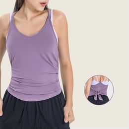 L-062 Women Sleeveless Shirt Butterfly Backswing Tank Tops Loose Comfortable Smock Gym Vest Quick-drying Running Blouse Summer Sweatshirt Breathable Yoga Shirts