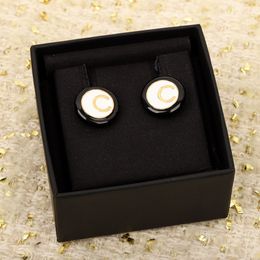 2024 Luxury quality small stud earring in 18k gold plated have stamp box white and black color design PS3227B