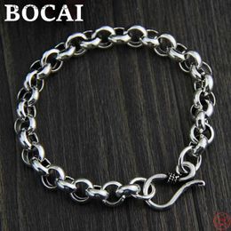 Charm Bracelets BOCAI S925 Sterling Silver Charm Simple Fashion S-Buckle O-chain Pure Argentum Hand String Jewellery for Men and Women L240319