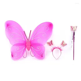 Party Decoration 3 Pcs/Set Fairy Princess Christmas Costume Butterfly Wing Wand Headband Lovely Costumes Girl Kids