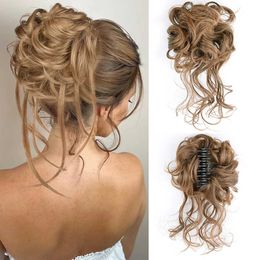 Synthetic Wigs Chorliss Synthetic Claw Chignon Women Messy Curly Fluffy Hair Bun Clip In Ponytail Hair Natural False Hairpieces 240328 240327