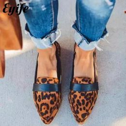 British Style Flats Women Spring Fashion Leopard Pointed Toe Slip On Ladies Comfy Loafers 3545 Dress Office Party Shoe 240318