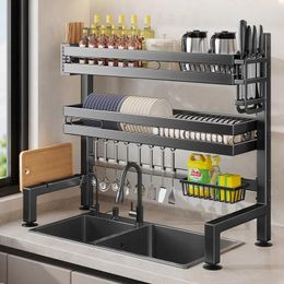 Kitchen Storage SH Aoliviya Official Sink Shelf Countertop Dish Rack Multi-Functional Drain