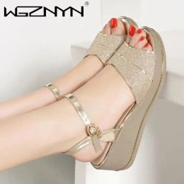 Sandals 2023 Wedges Sandals For Women Sandals 5cm Heels golden Platform Women's Sandals Summer Shoes Chaussures Femme Sandals Size 3540