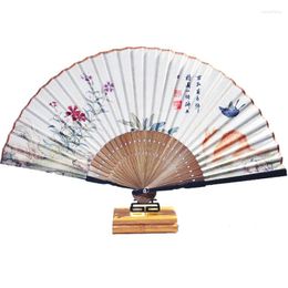 Decorative Figurines Folding Fan Chinese Style Retro Ventilatore Female Ventilateur Hanfu Hand Gift Abanicos Para Boda Portable Dancing