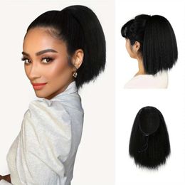 Synthetic Wigs Is a wig Yaki Kinky Straight Ponytail for Black Women in Hair Ponytail Clip in Synthetic Ponytail Hairpiece 240328 240327