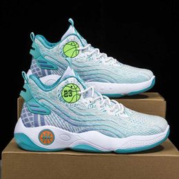 HBP Non-Brand Knitting Breathable Sneakers Non Slip wear resistant Men Basketball Shoes competition sports training shoes