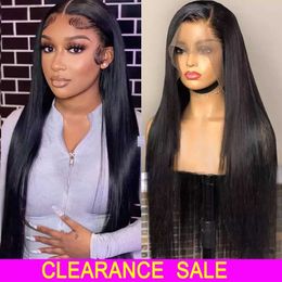 Synthetic Wigs Human Chignons 13x4 Bone Straight Lace Front Human Hair Wigs PrePlucked Brazilian 4x4 Closure Wigs For Women Transparent Lace Frontal Wigs 240329